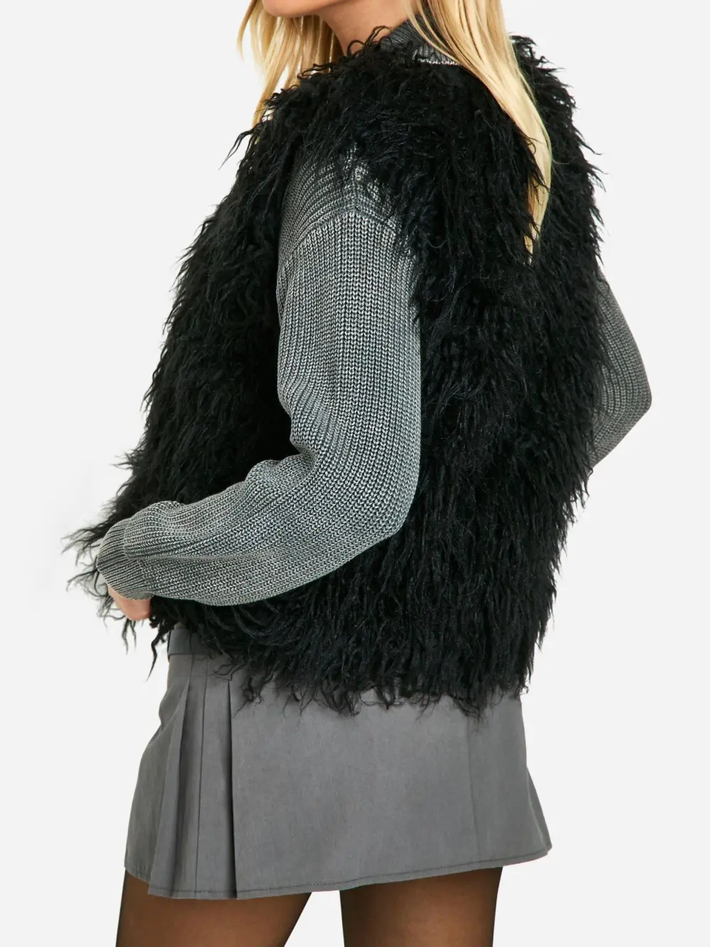 FAUX MONGOLIAN FUR VEST