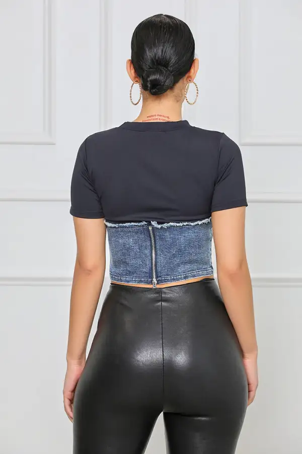 Mixed Emotions Denim Corset Top