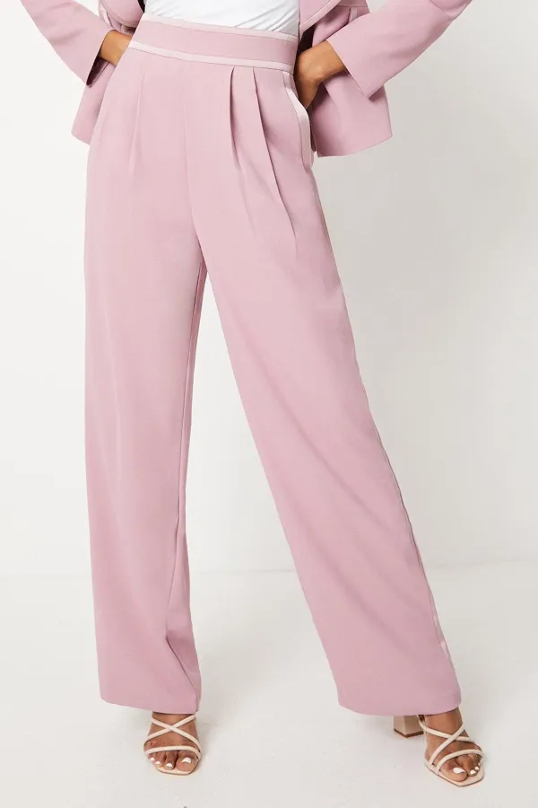 Satin Trim Drape Trousers