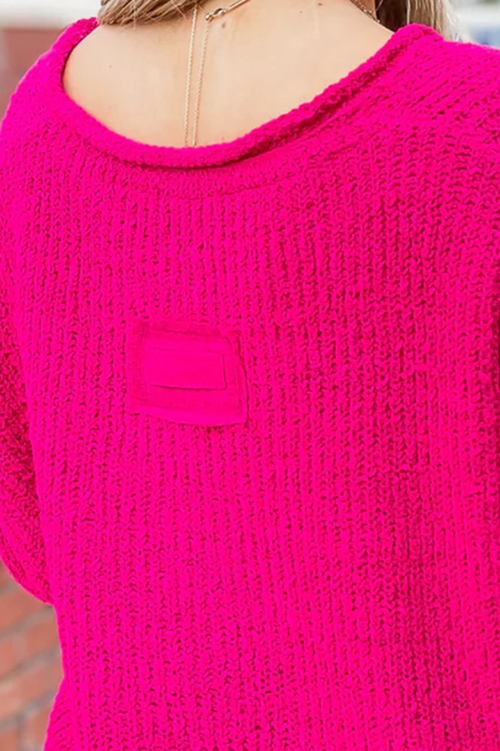 Rose red V-neck sweater