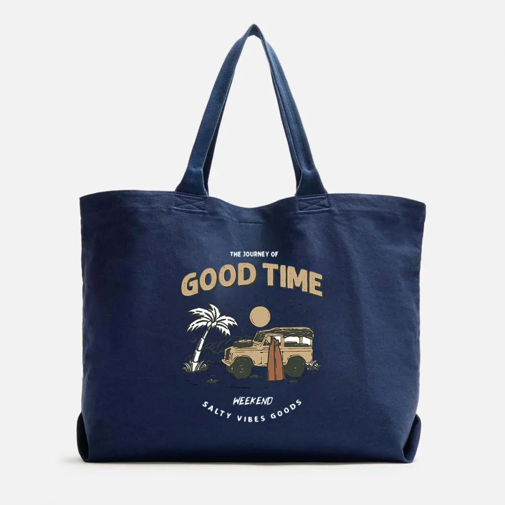 Good Time Weekend Salty Vibes Goods Printed Canvas Bag