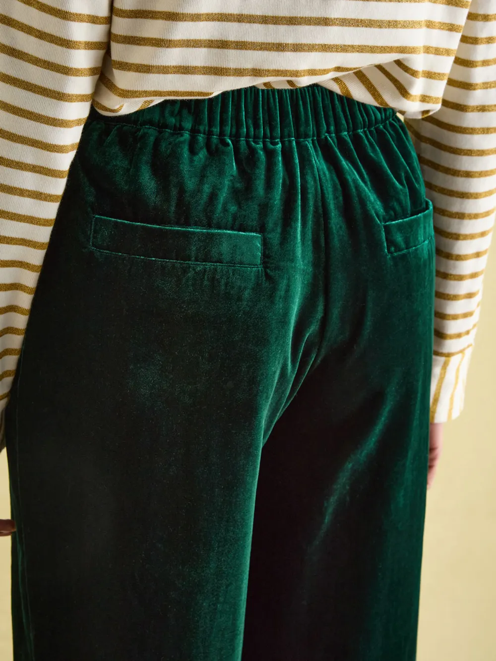 Green Velvet Straight Leg Trousers