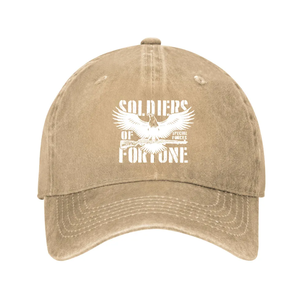 Soldiers Of Fortune Eagle Gun Washed Denim Baseball Cap