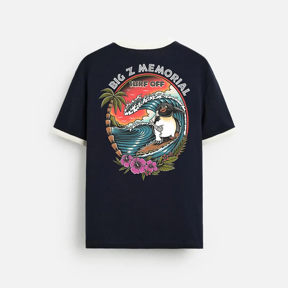 Beach Surfing Printed Color-Matching T-Shirt