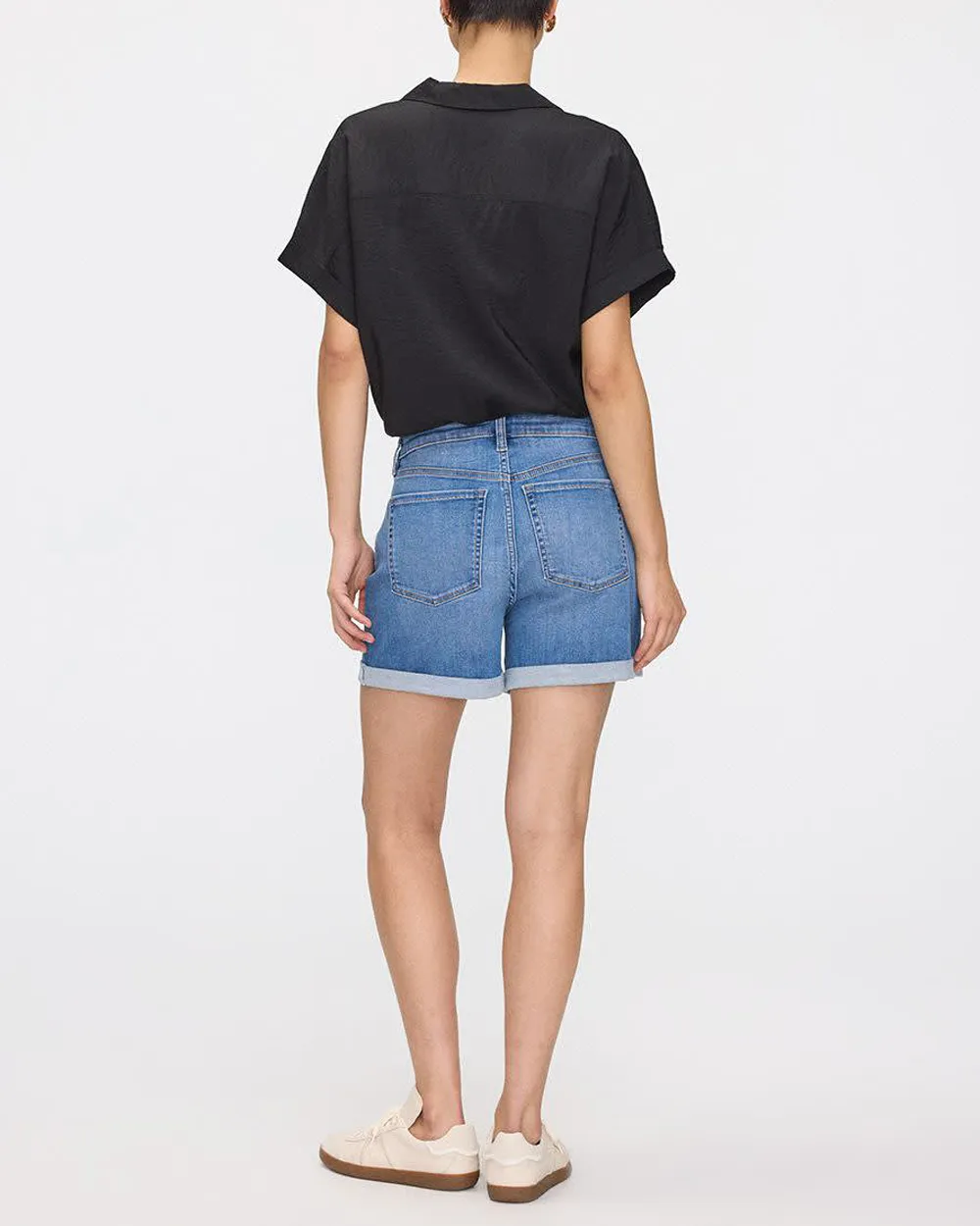 Mid-Rise Denim Shorts with Rolled Hem