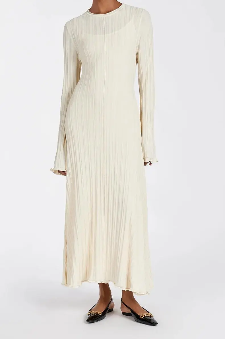 SYLVIA CREAM KNIT MIDI DRESS