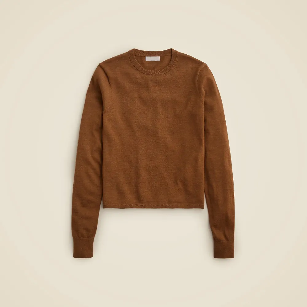 Ribbed cashmere cropped crewneck sweater