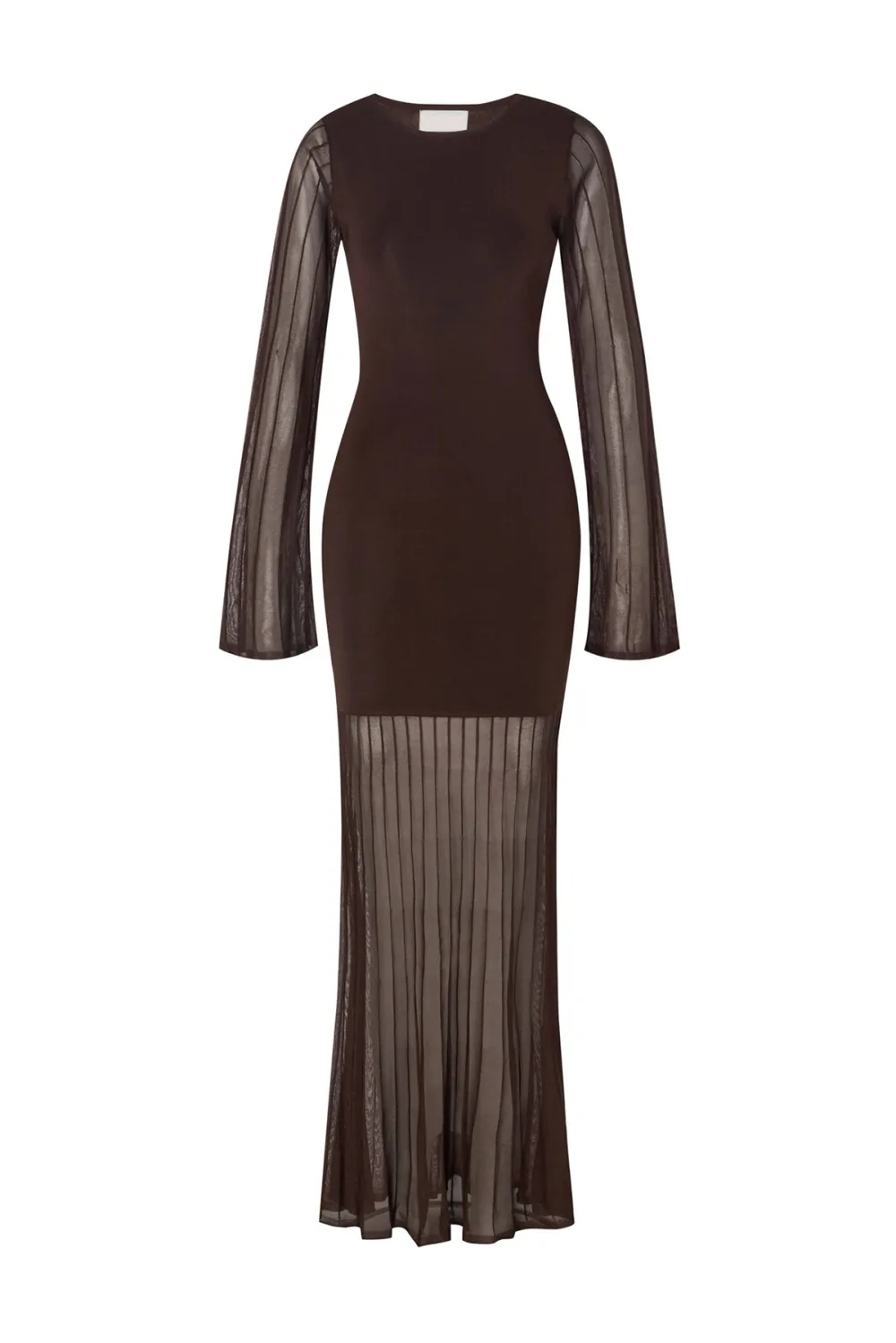 Sheer Flared Sleeve Maxi Dress