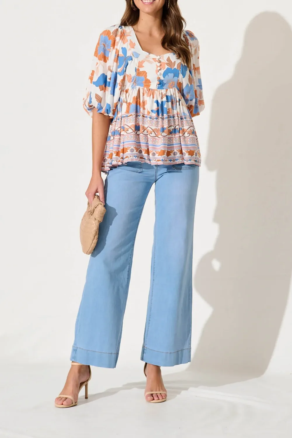 Light Blue High Waisted Flared Denim Jeans