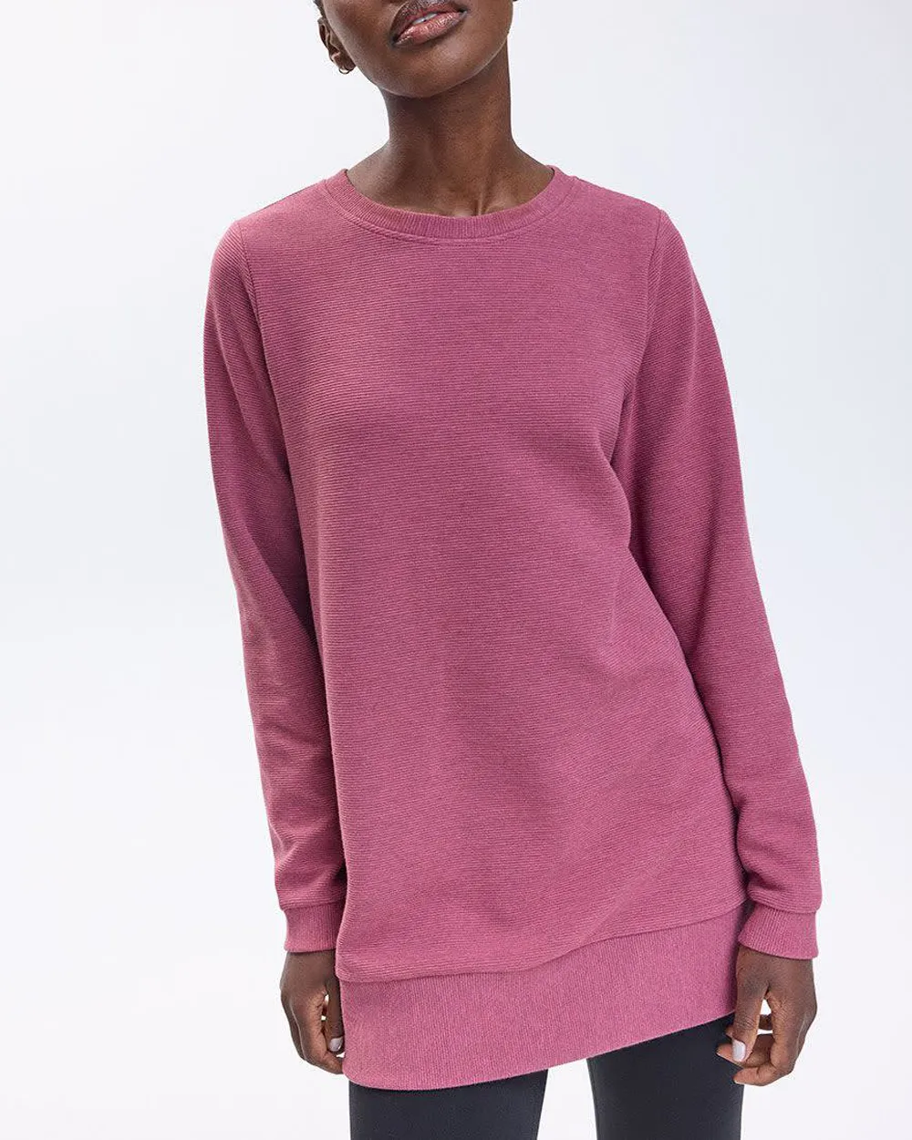 Long-Sleeve Crew-Neck Ottoman-Knit Tunic