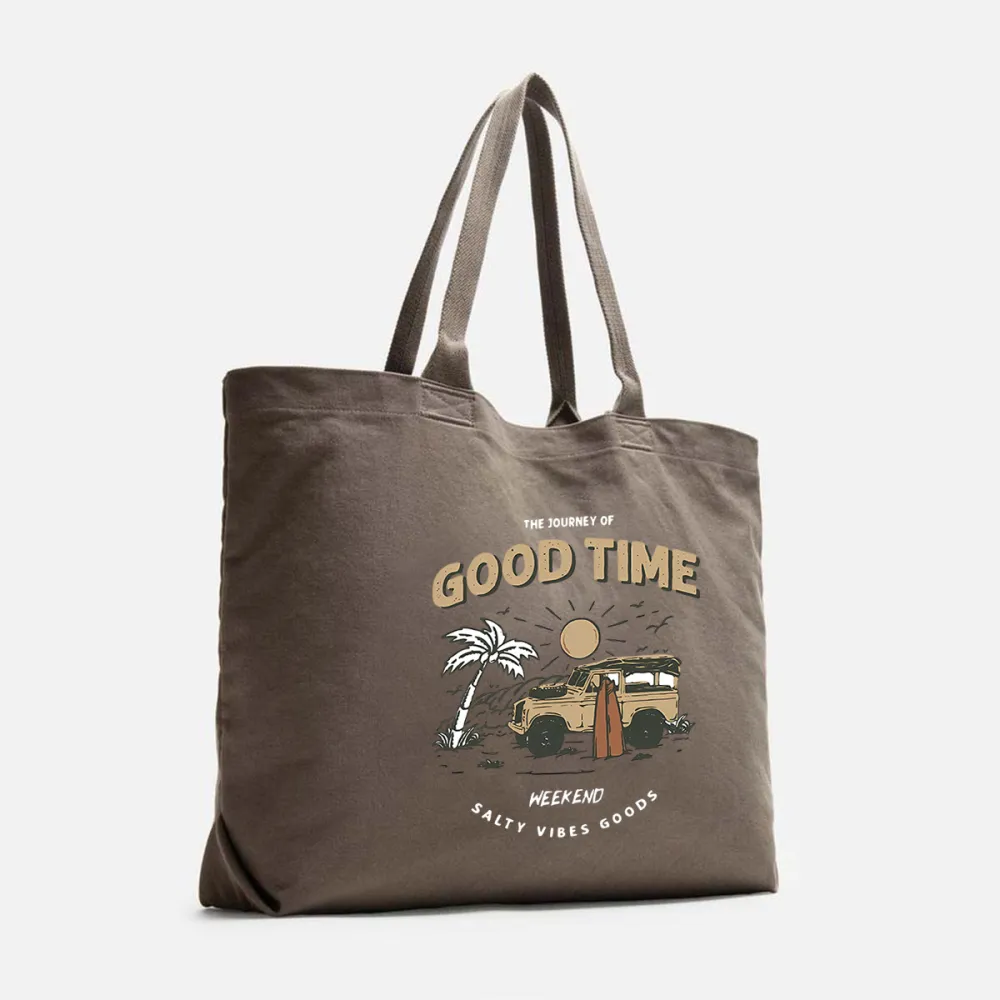 Good Time Weekend Salty Vibes Goods Printed Canvas Bag