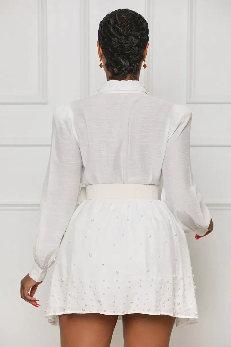 Only Elegance Embellished Mini Dress (White)- FINAL SALE