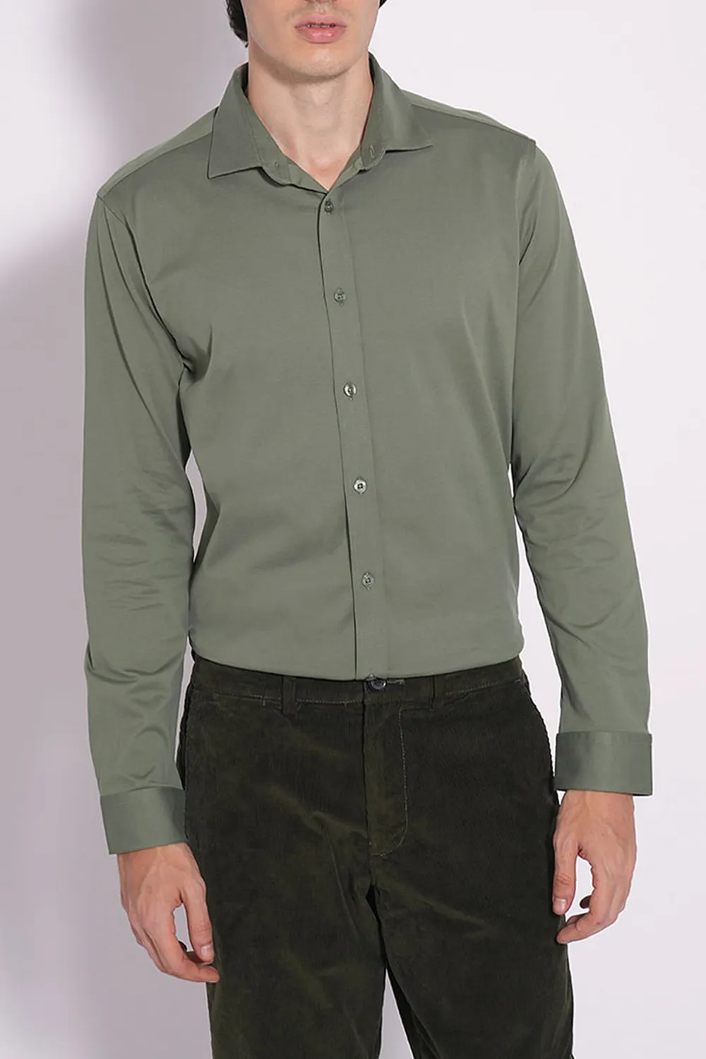 Green Cotton Knitted Shirt