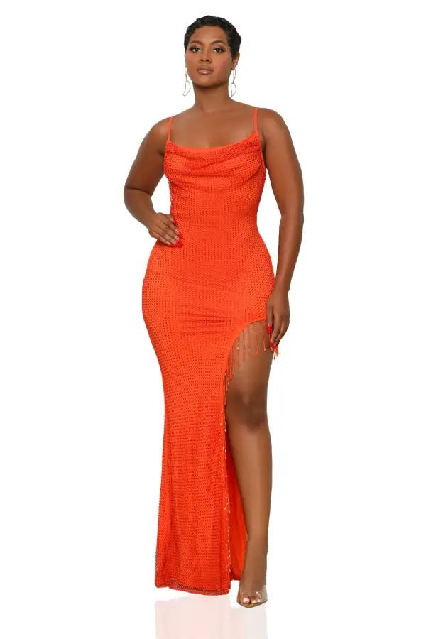The Icon Bejeweled Dress (Orange)