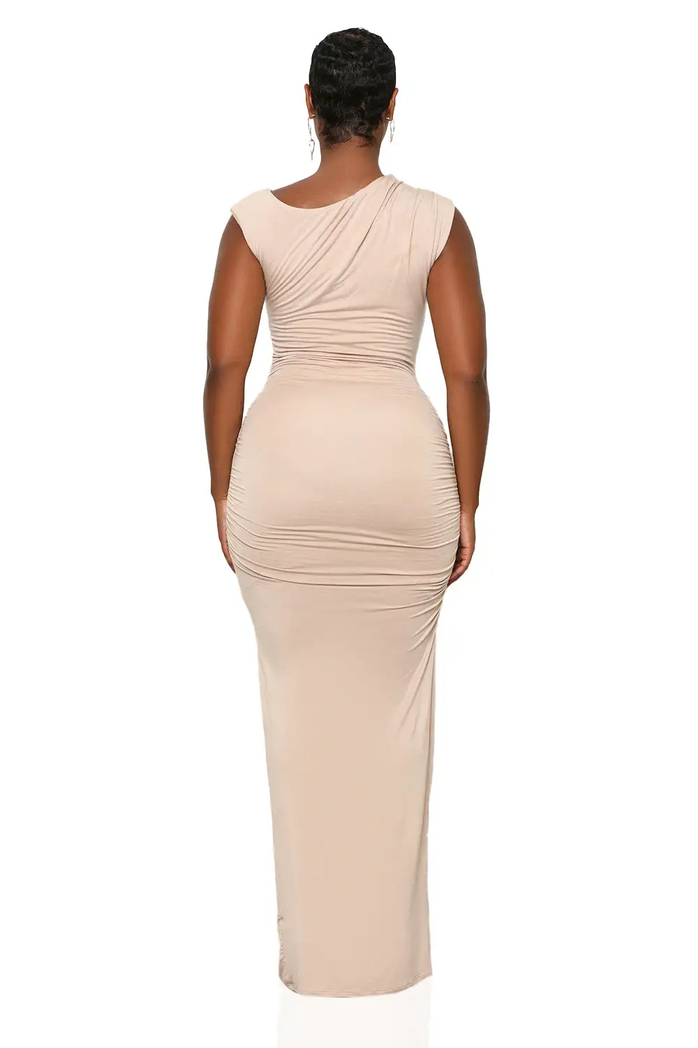 That Girl Ruched Maxi Dress (Beige)