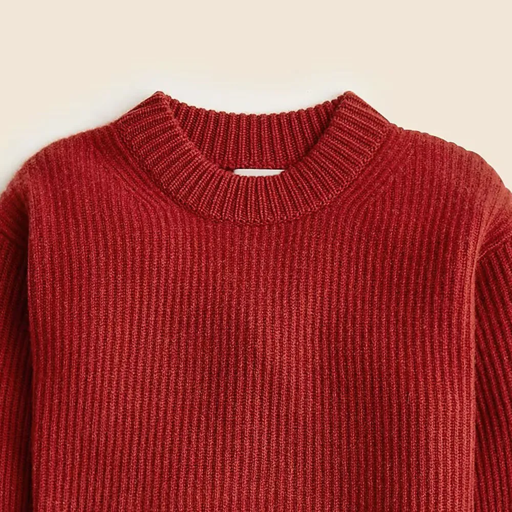 Ribbed cashmere cropped crewneck sweater