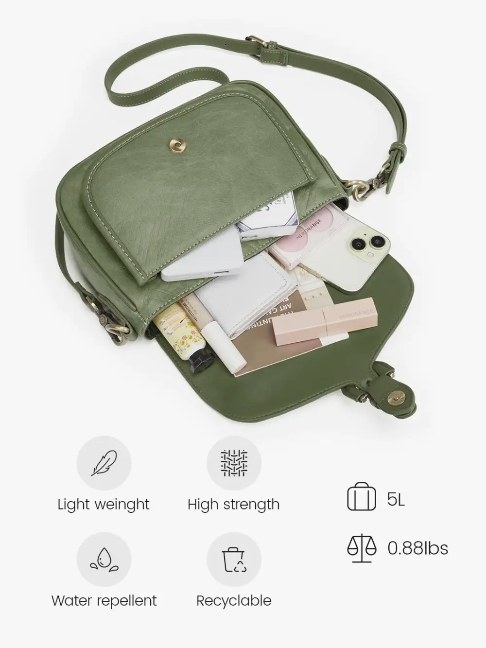Evelina Washable Paper Vintage Saddle Crossbody
