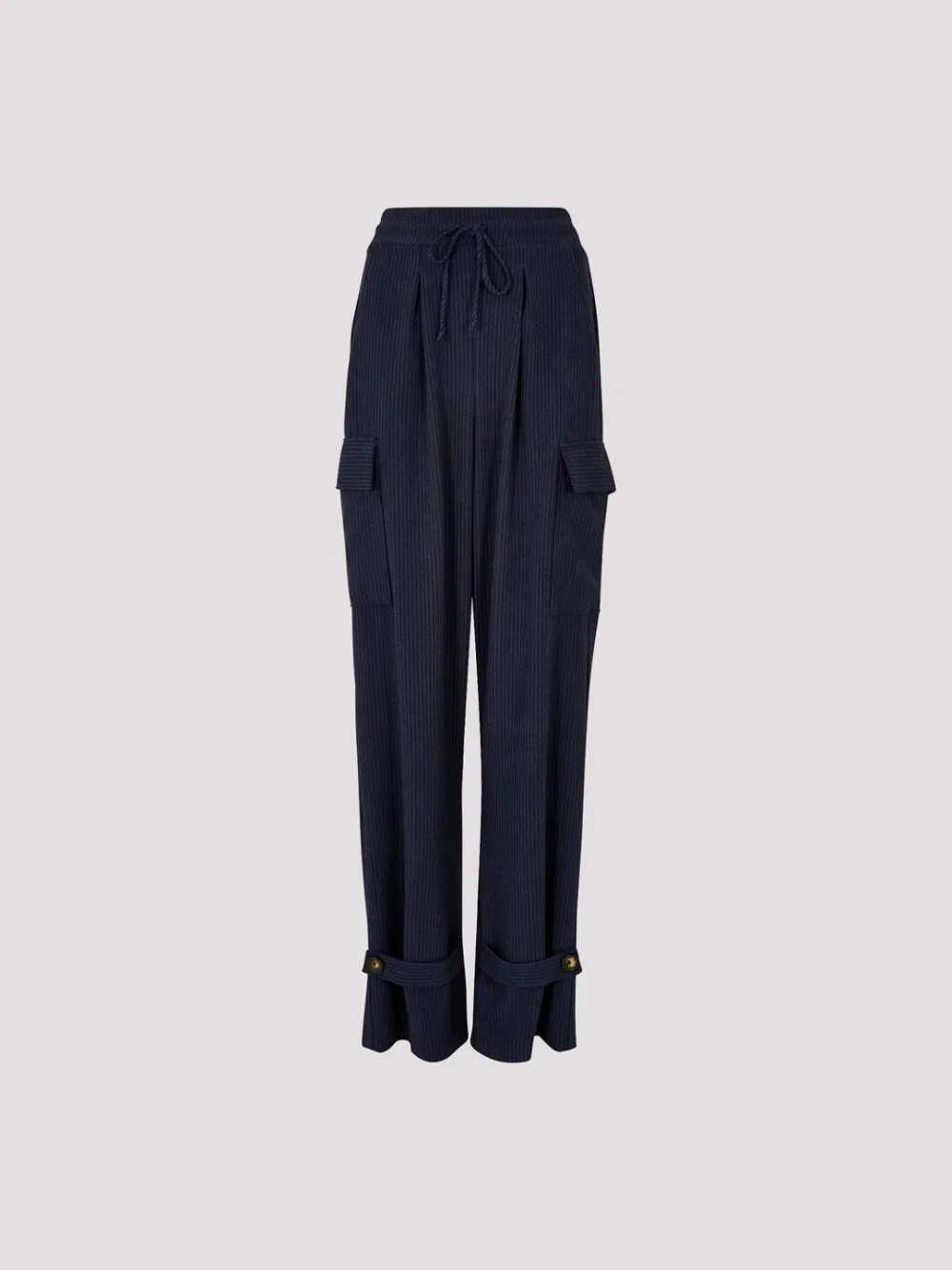 Textured Pinstripe Cargo Trousers