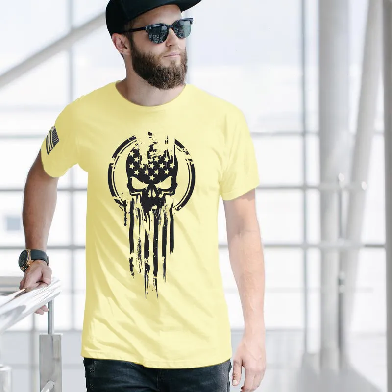 American Soldier T-Shirt - Casual Crew Collar, Short Sleeves, Lightweight Cotton Shirt, Suitable For All Seasons - Men'S Wear, Top