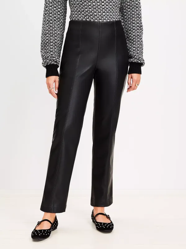 Faux Leather Straight Pants