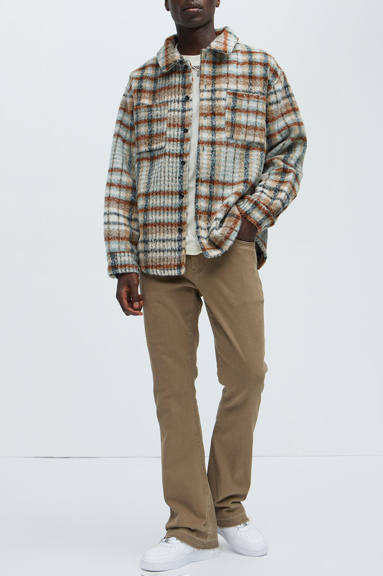 Move Up Plaid Shacket - Tan