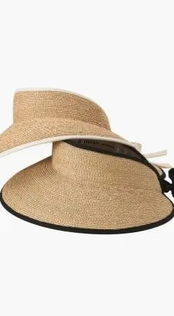 Raffia visor with foldable ties