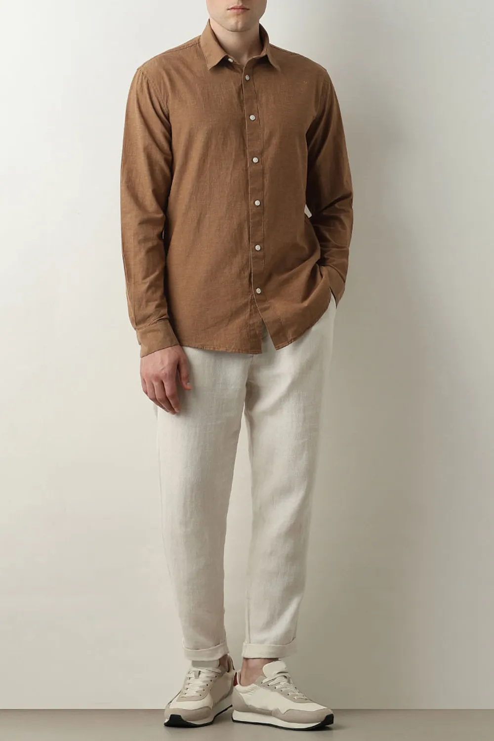 Brown Linen Full Sleeves Shirt