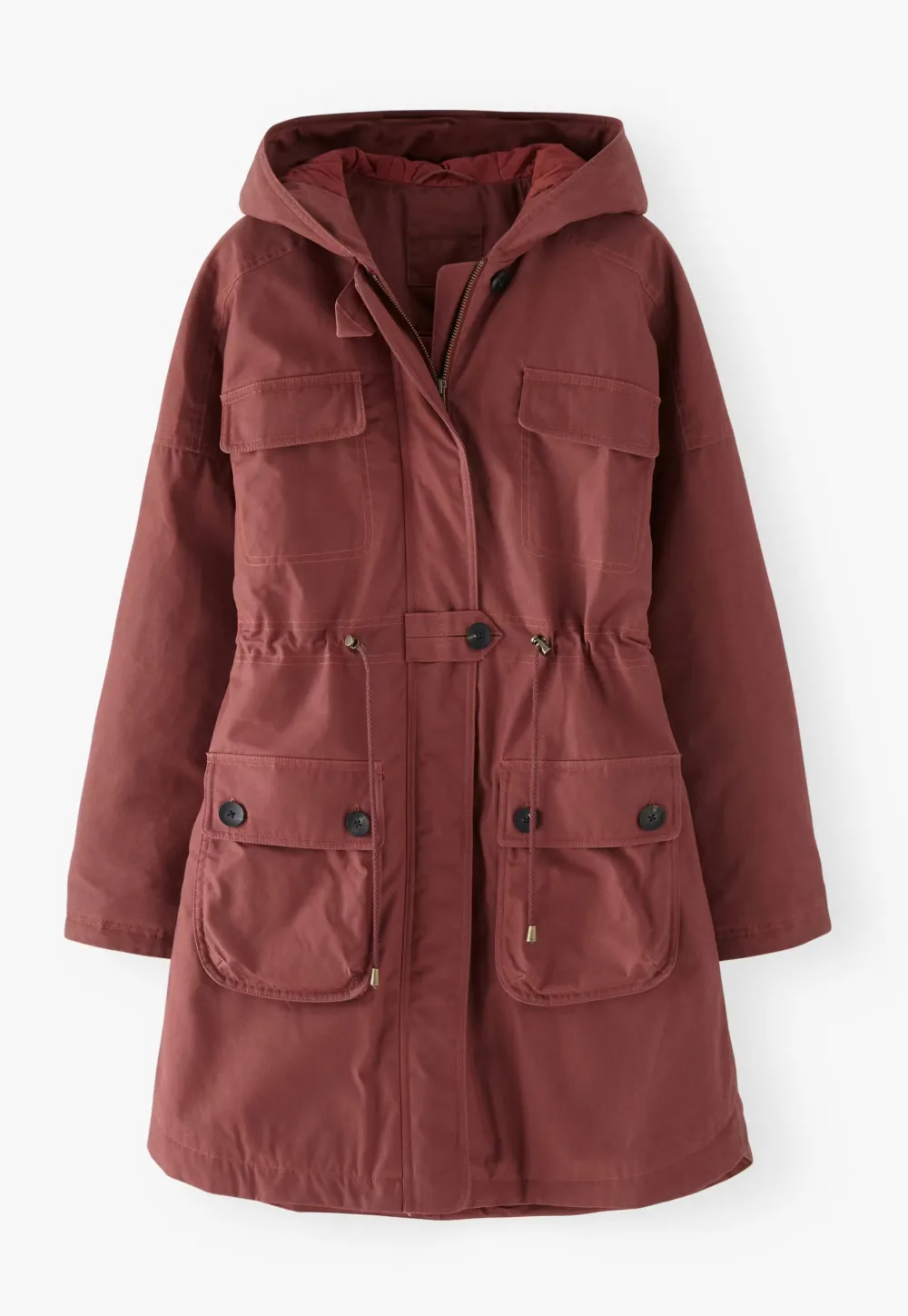 Parka coat
Coated cotton