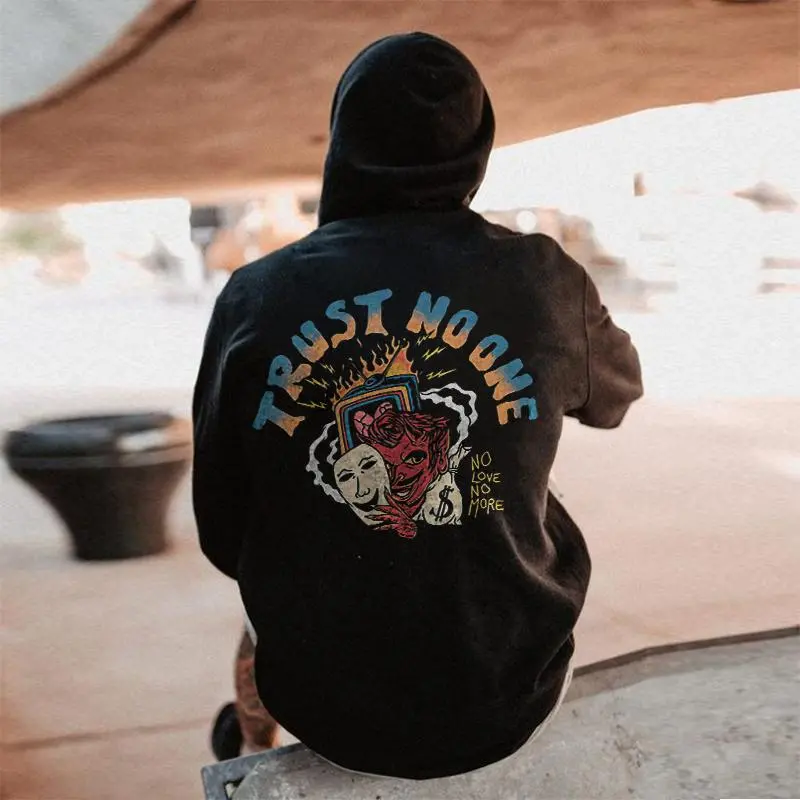 Trust No One Letter Print Casual Hoodie