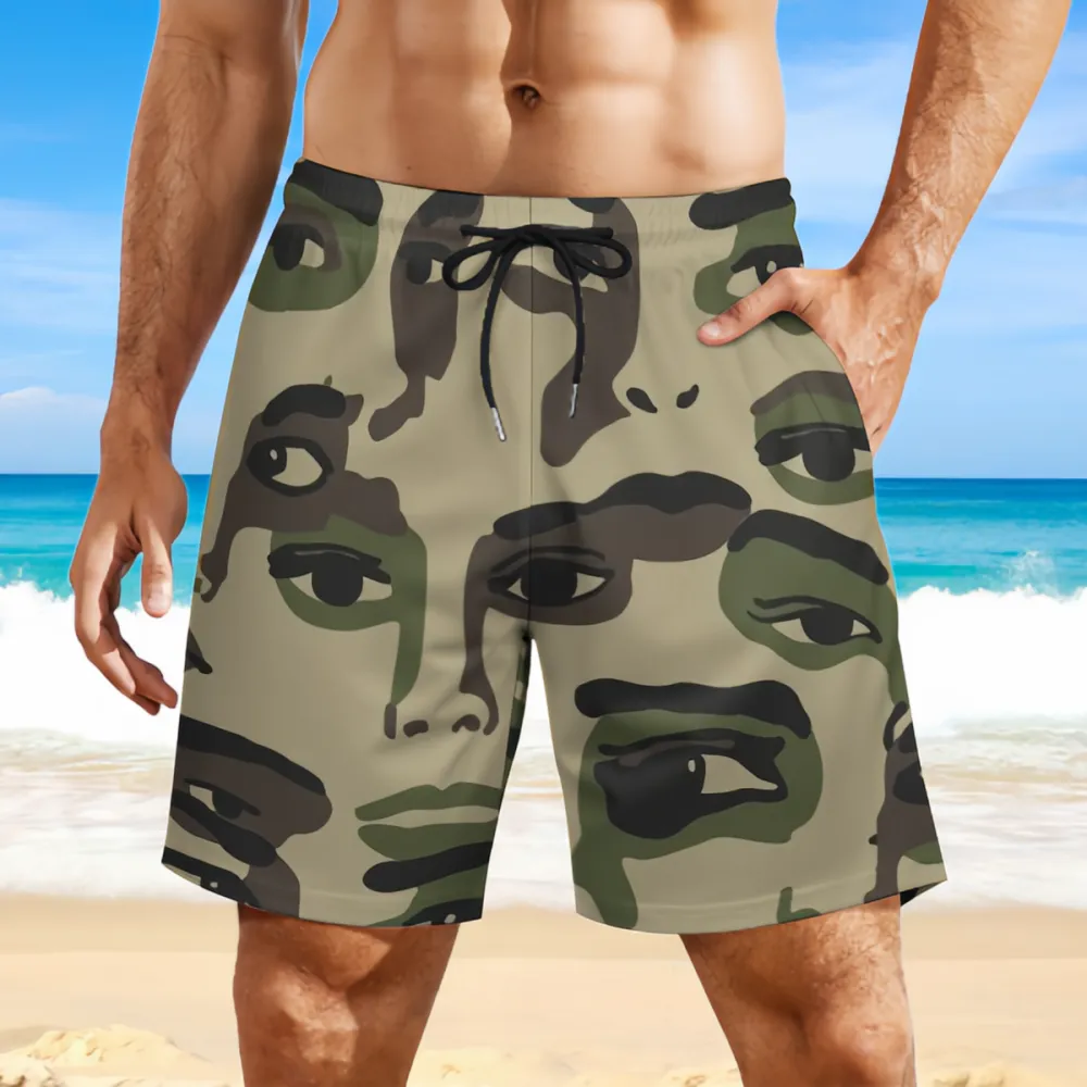 Artistic Camouflage Print Sports Board Shorts