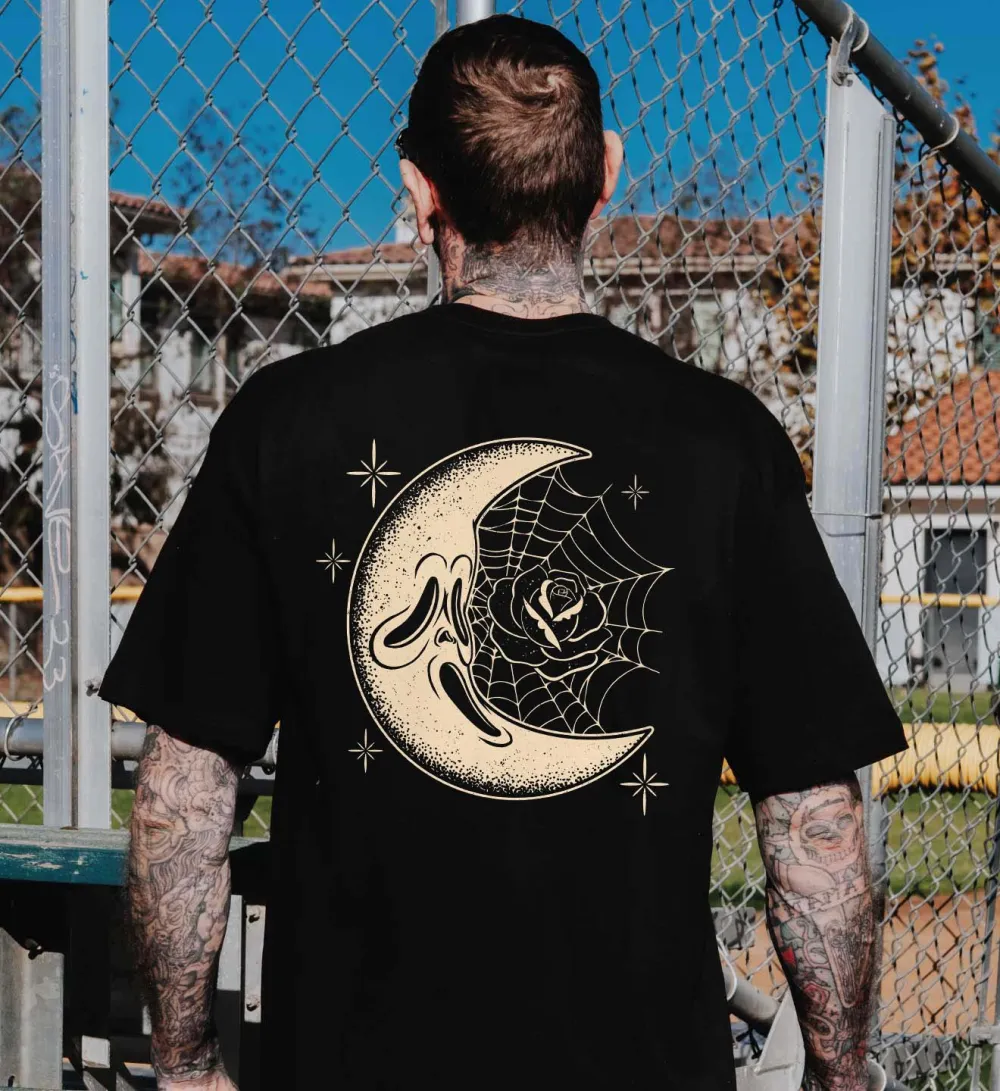 Moon Rose & Cobweb Printed Men's T-shirt