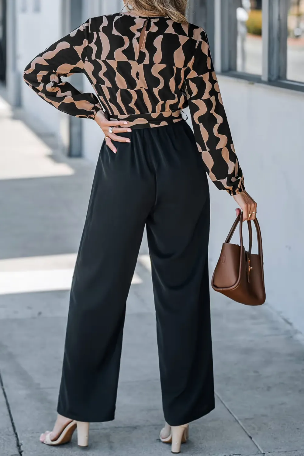 Long Sleeve Top & Tapered Leg Pants Jumpsuit