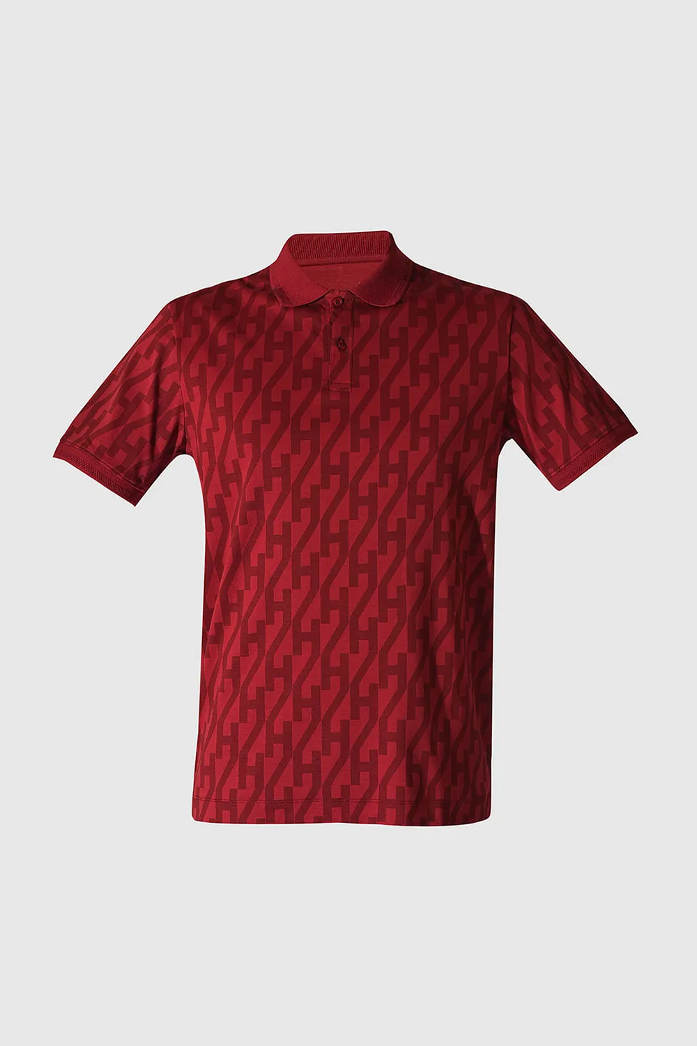 Red Logo Text Print Cotton Polo