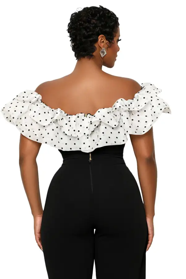 Cold Shoulder Polka Dot Top (Black & White)
