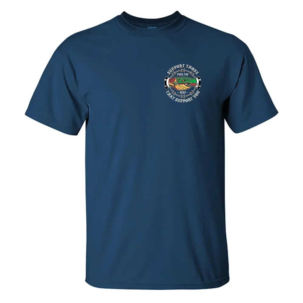 SUPPORT THOSE THAT SUPPORT YOU Snake Graphic Black Print T-shirt