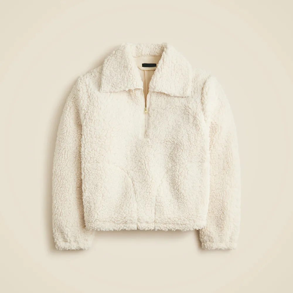 Jacquard-print sherpa half-zip fleece pullover