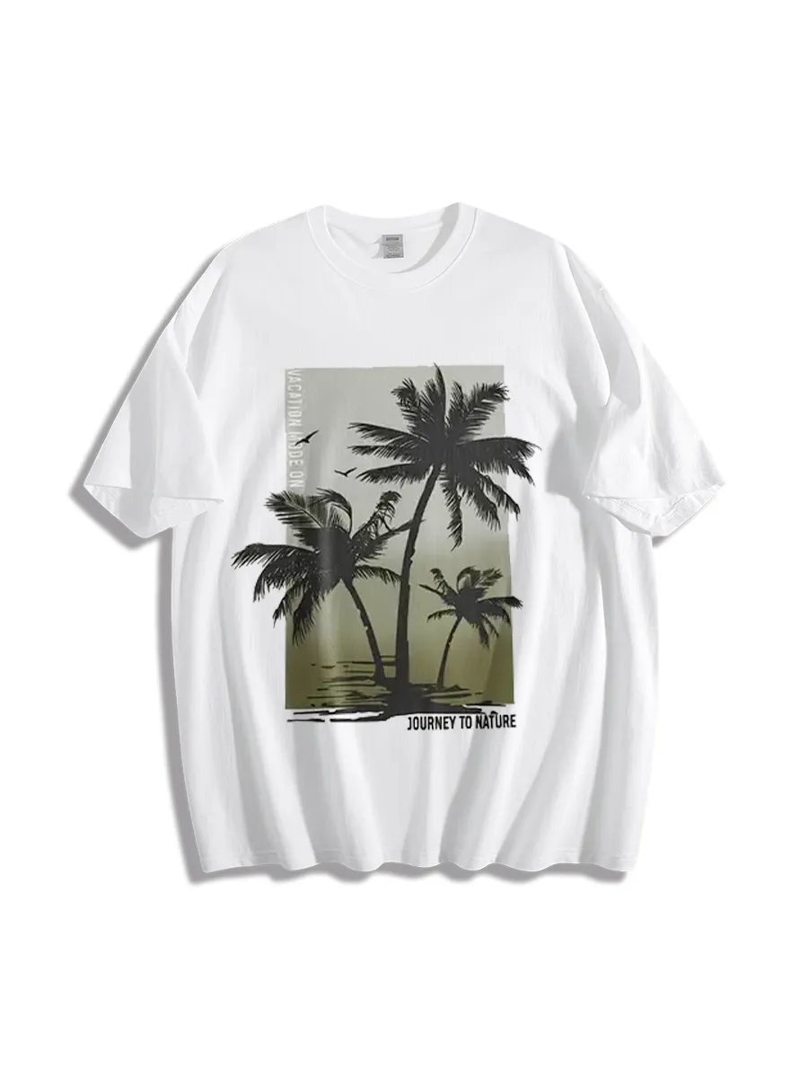 Hawaiian Style Coconut Tree Pattern T-Shirt
