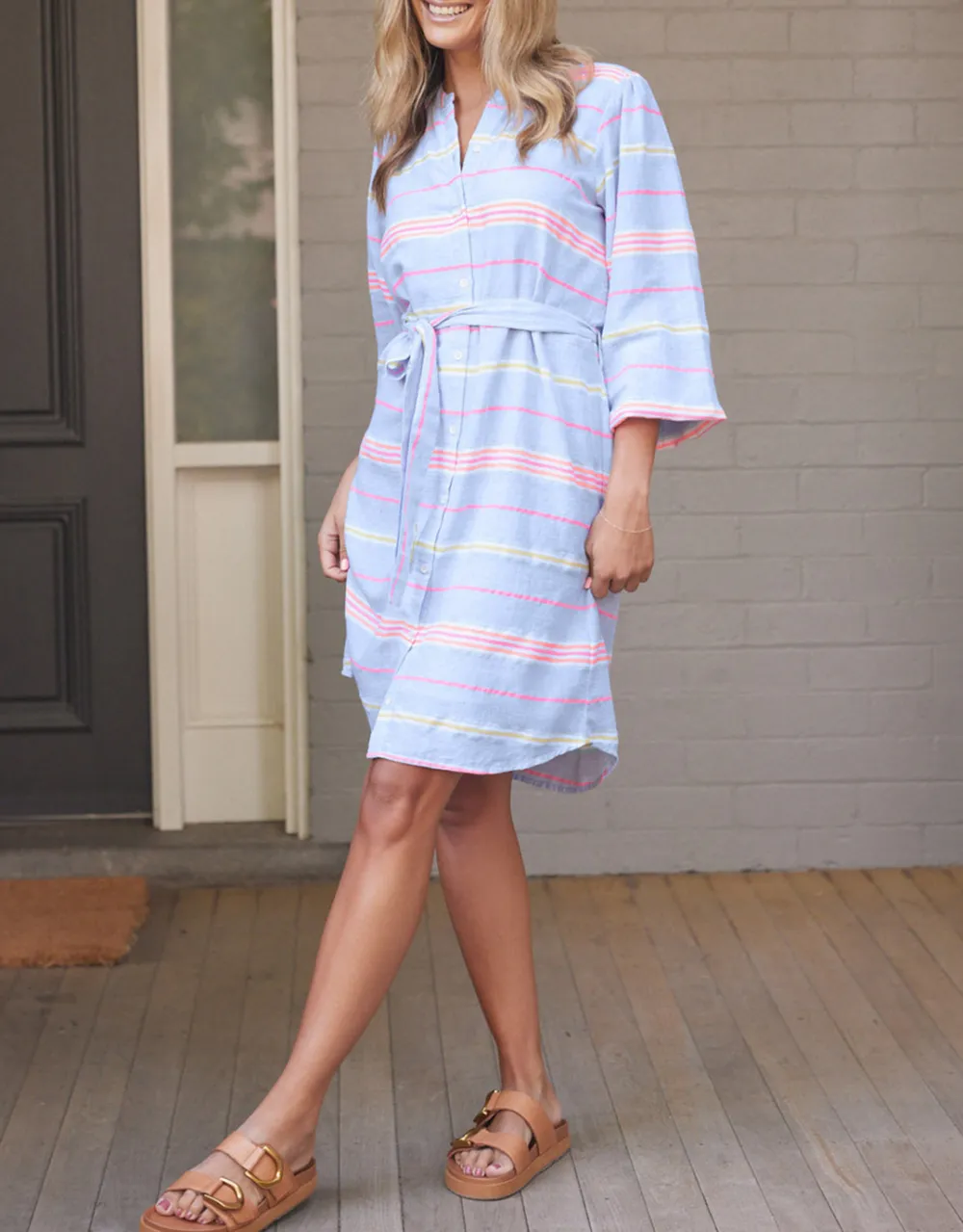 Balmy Nights Dress - Blue/Neon Stripe