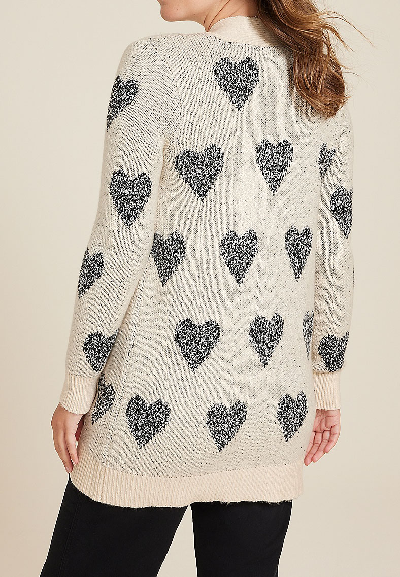 Heart Open Front Pocket Cardigan