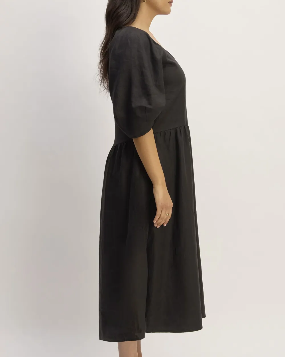 The Linen Oversized Puff-Sleeve Dress