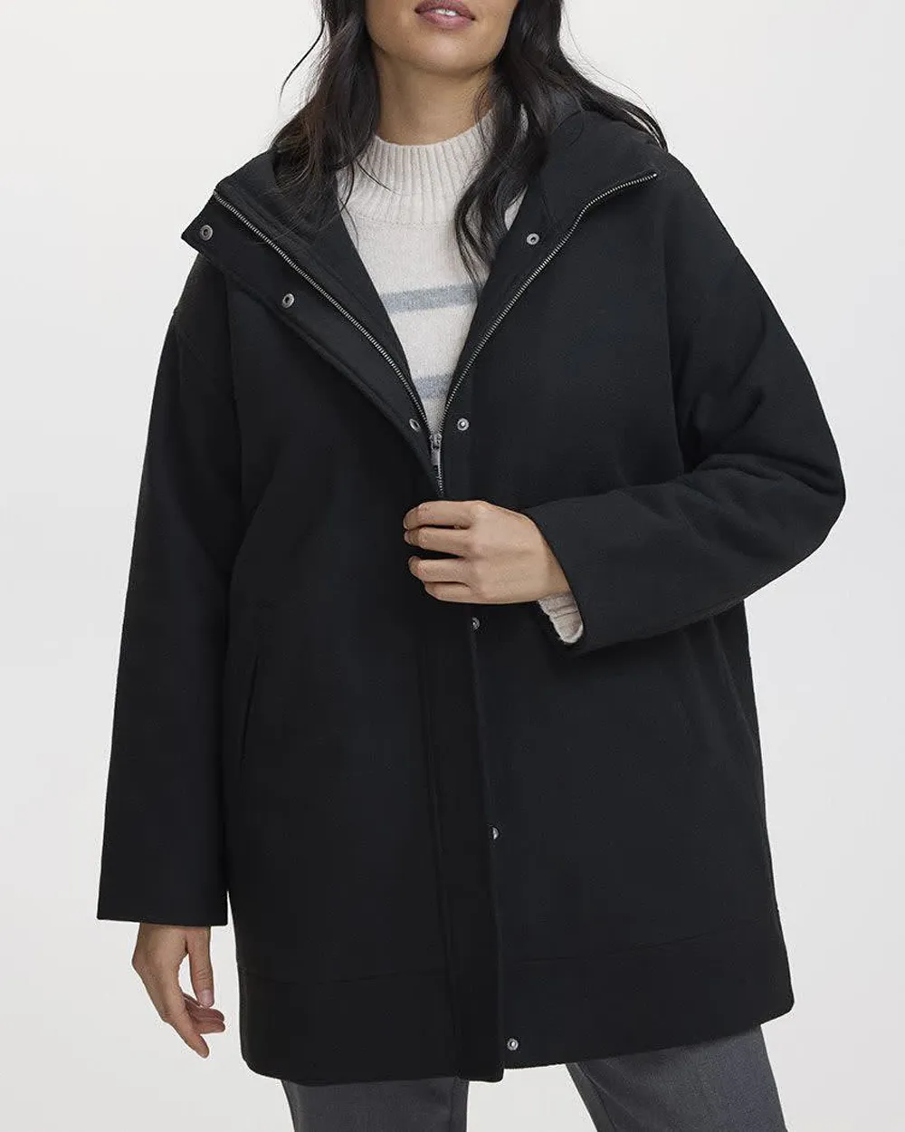 Hooded Wool blend Coat