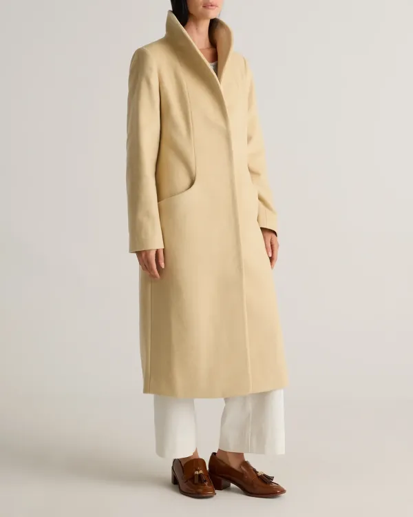 Stylish Shawl Collar Wool Long Cocoon Coat