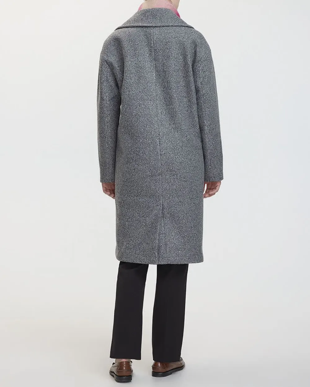 Oversized Boucle Coat with Three-Button Closure