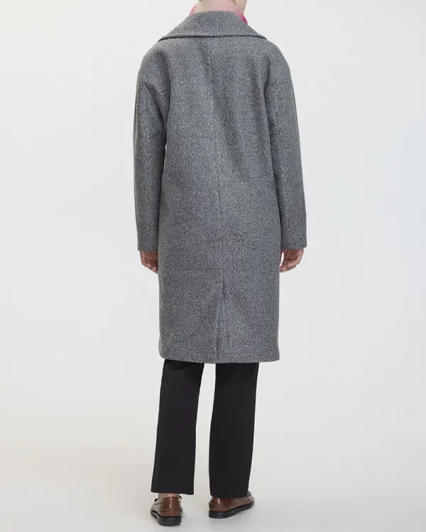 Oversized Boucle Coat with Three-Button Closure