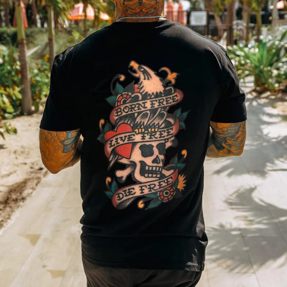 Born Free Live Free Die Free Printed Men's T-shirt
