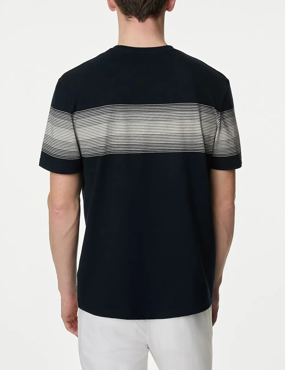 Pure Cotton Striped Crew Neck T-Shirt