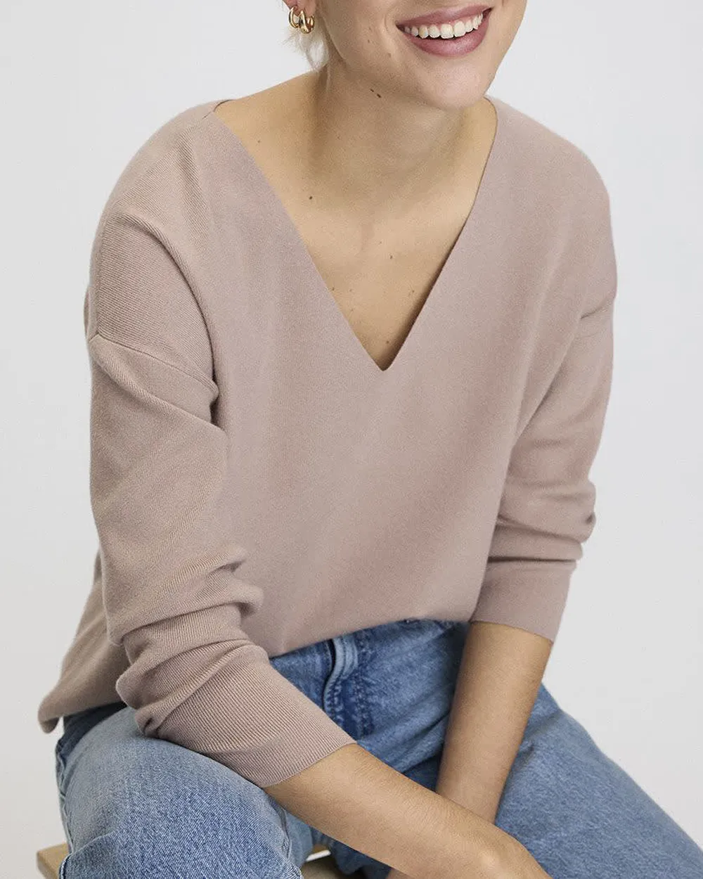 Long-Sleeve V-Neck Sweater