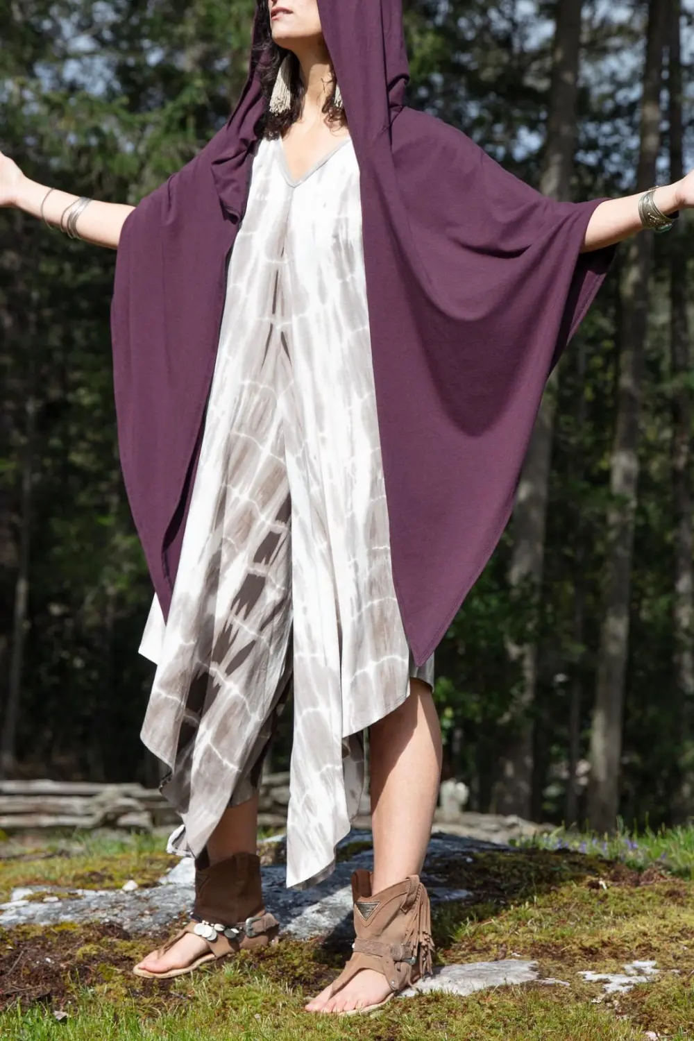 Druid Poncho - Bamboo - Aubergine