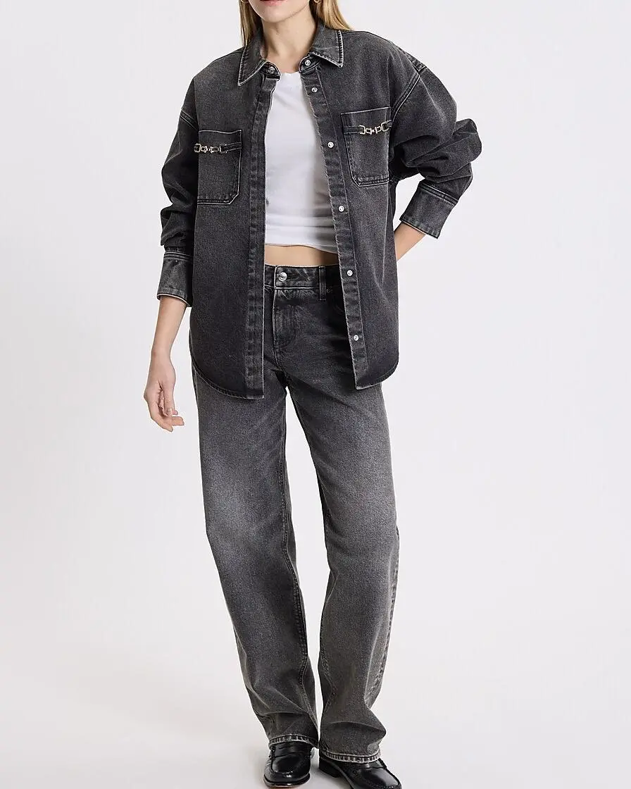 Oversized Denim Horesebit Double Pocket Portofino Shacket