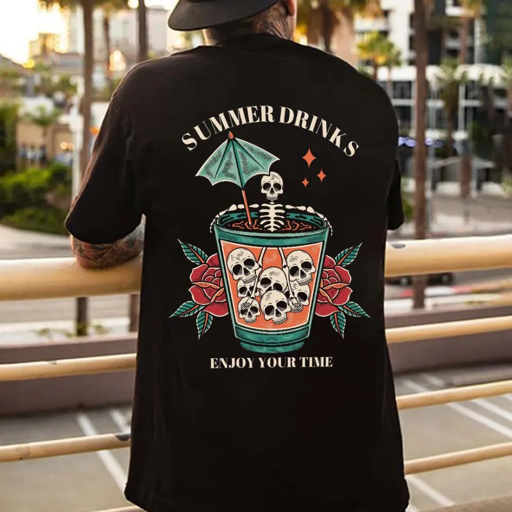 Summer Drinks Enjoy Your Time Printed Men's T-shirt